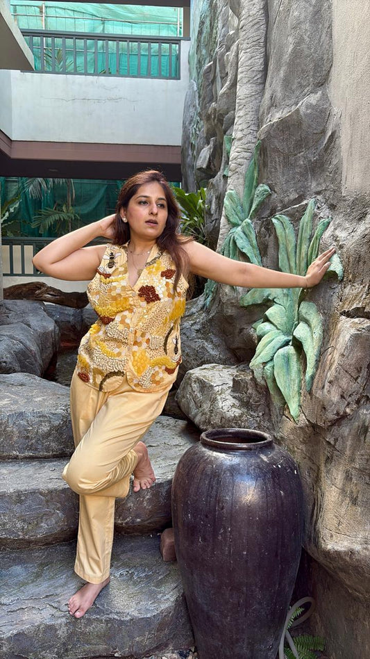 Honey Bee Waist Coat and Pleated Pants