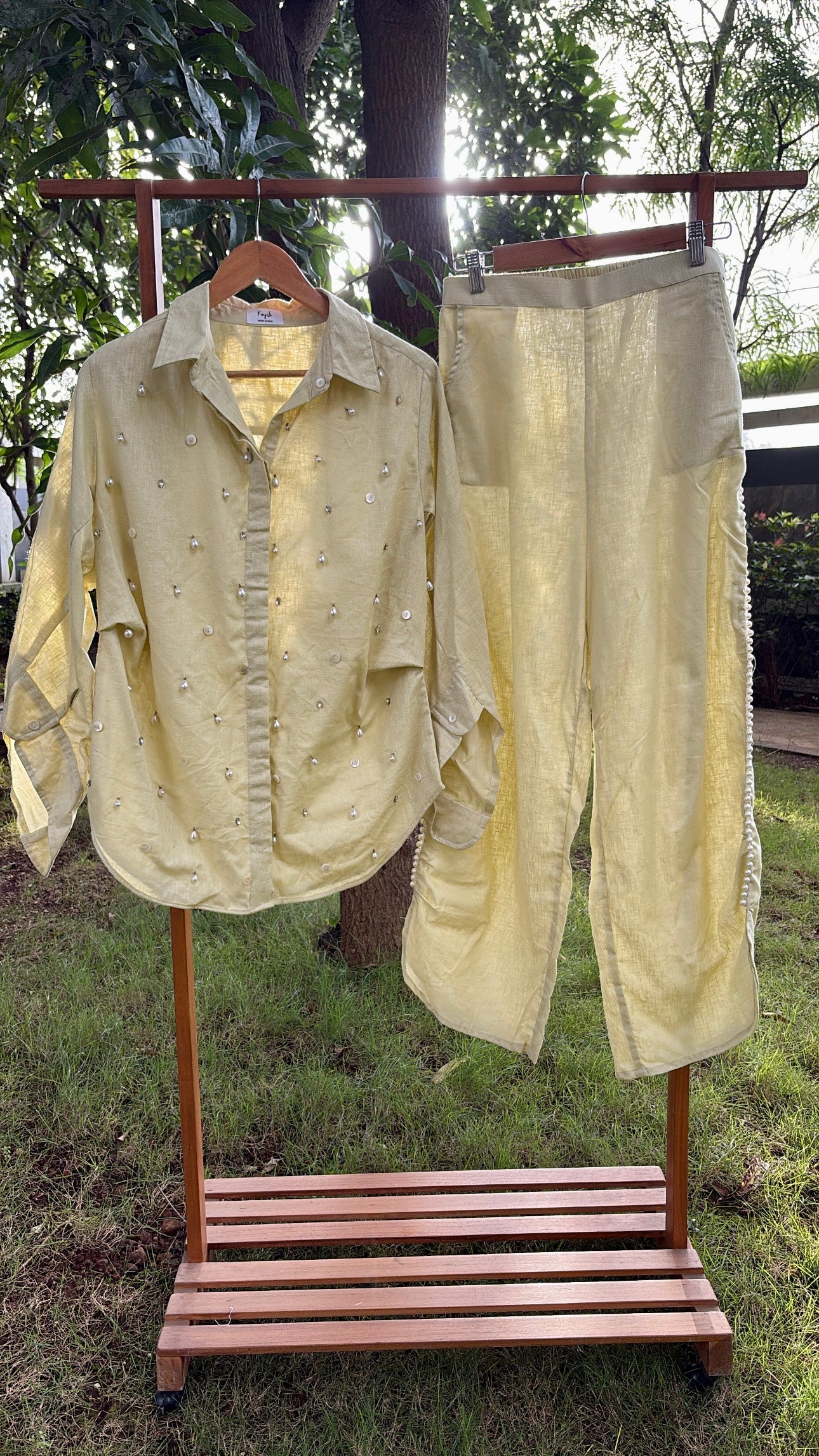 Long Sleeve Pearl detail Shirt and Pants