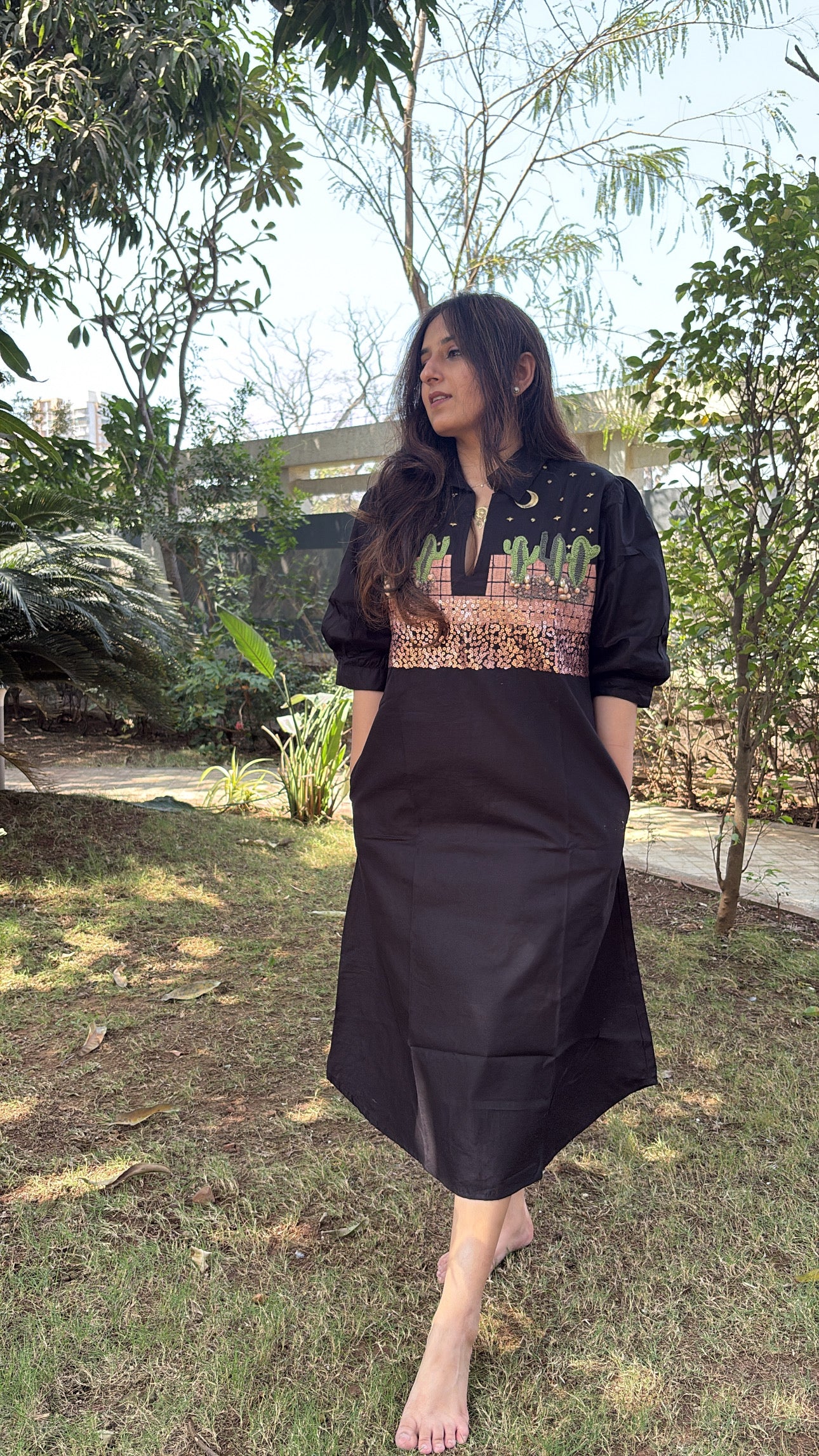 Black Cacti Dress