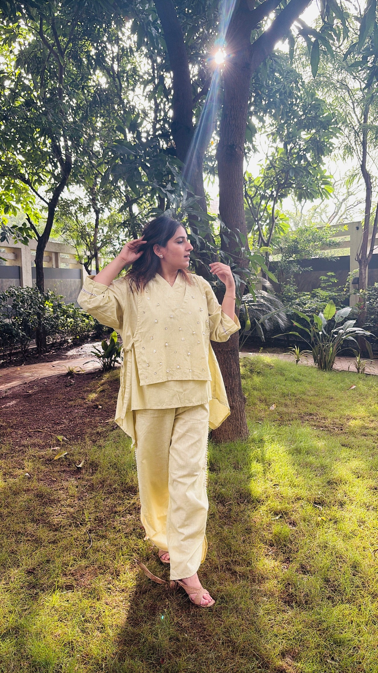 Tunic, Embellished Tie knot & Pants