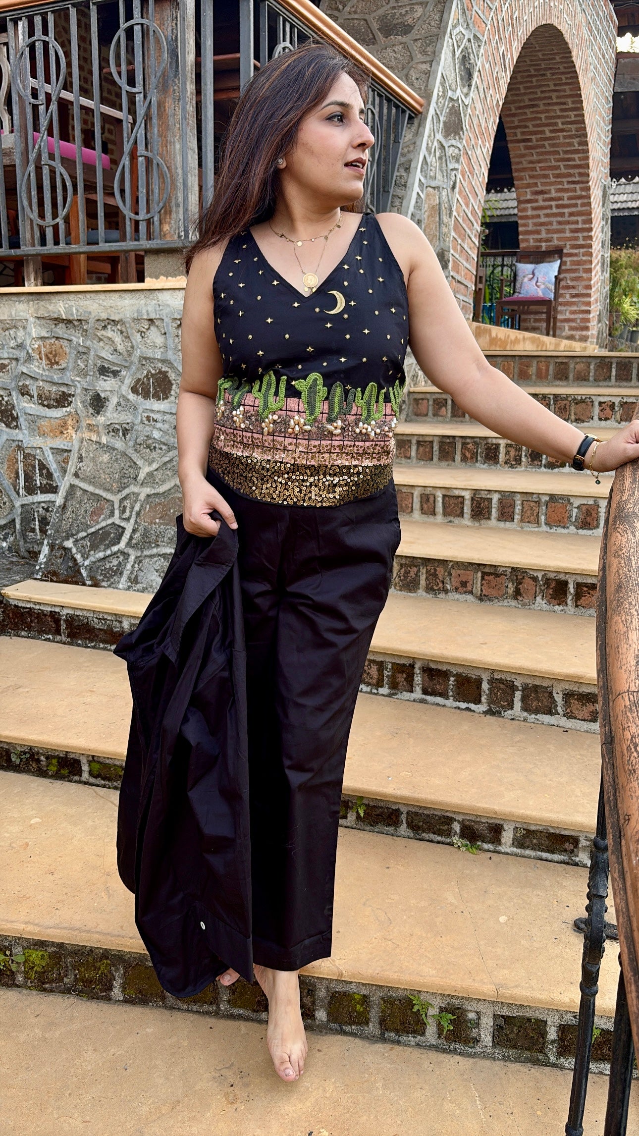 Black Cacti Tie Knot Set