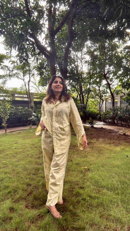 Long Sleeve Pearl detail Shirt and Pants