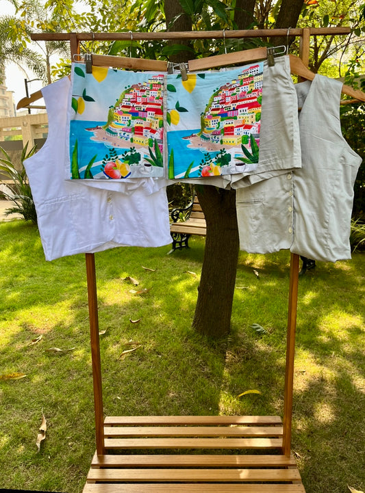 Positano print: Waist Coat & Skort